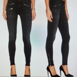 Rag & Bone - Zipper Skinny Black Coated Ankle Jeans